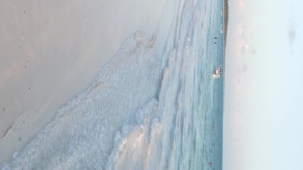 Zanzibar Tanzania  Vertical Video of the Ocean Near the Coast Slow Motion alt