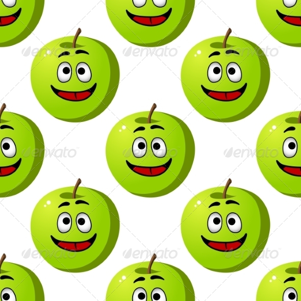 Happy Apple Seamless Pattern - Patterns Decorative