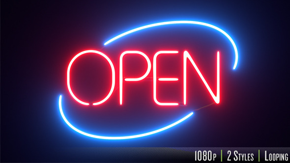 Round Neon Open Sign, Motion Graphics | VideoHive