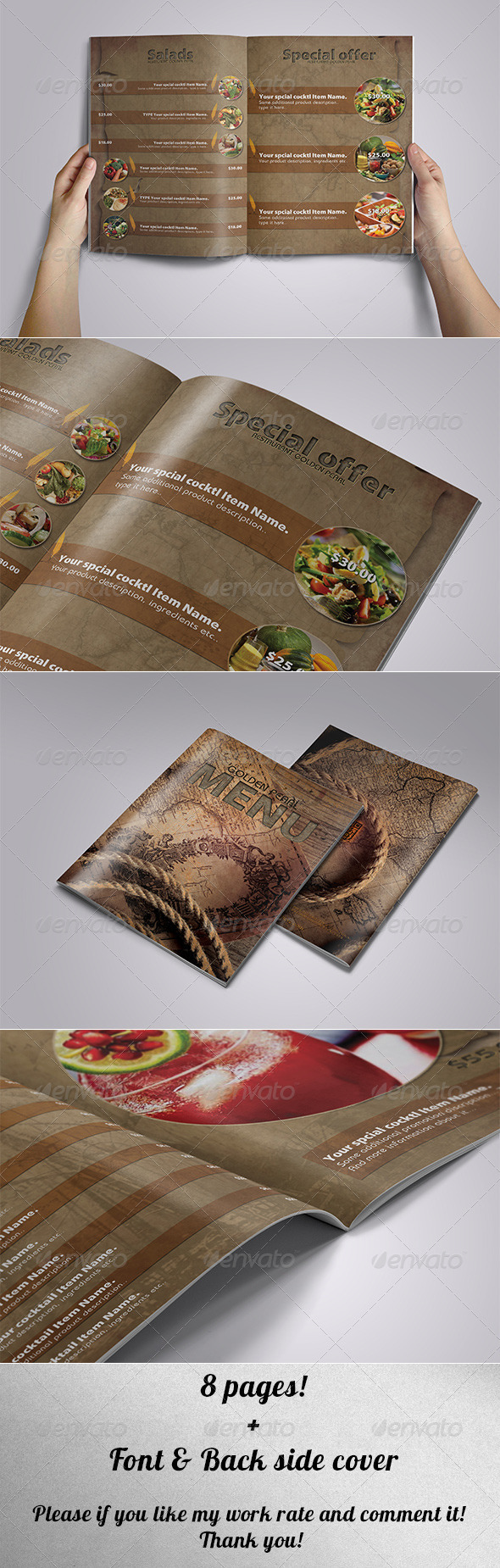 Restaurant Menu - Ancient Style - Food Menus Print Templates