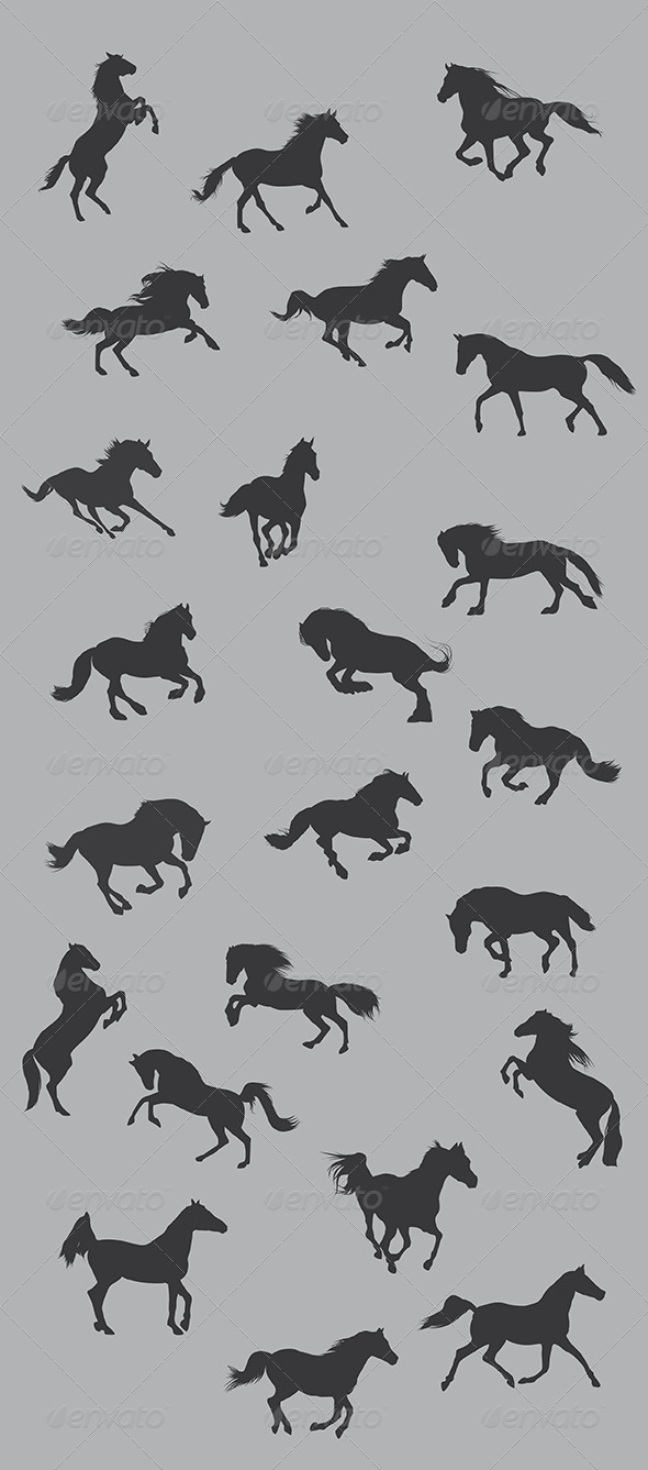 23 Horse Silhouettes - Animals Characters