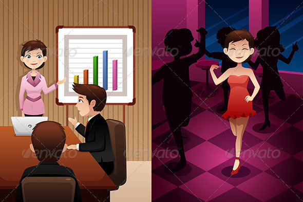 Day in the Life of a Modern Woman - People Characters