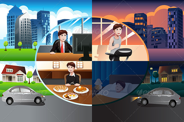 Day in Life of a Modern Man - People Characters