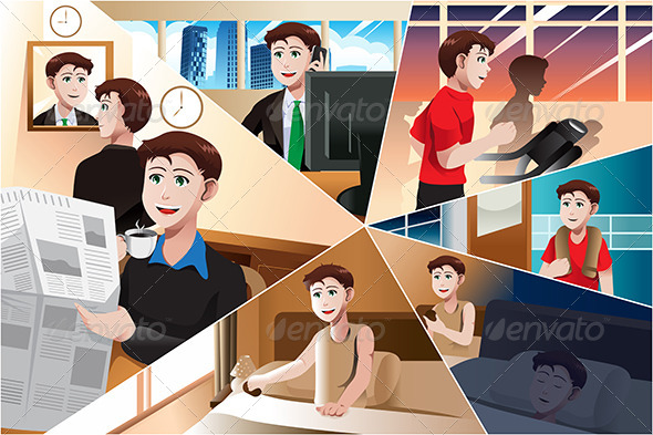 Day in Life of a Modern Man - People Characters