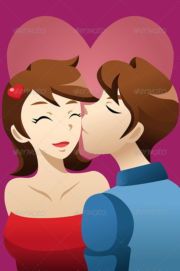 Man Kissing his Girlfriend - People Characters