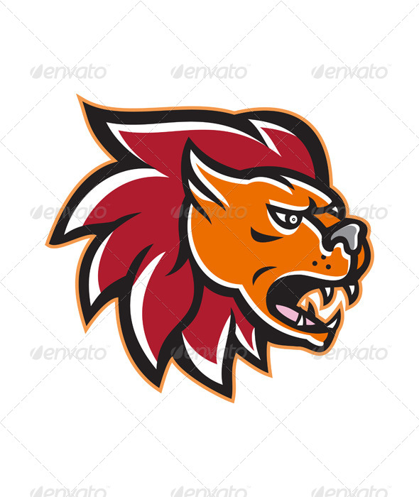 Angry Lion Big Cat Head Side - Animals Characters