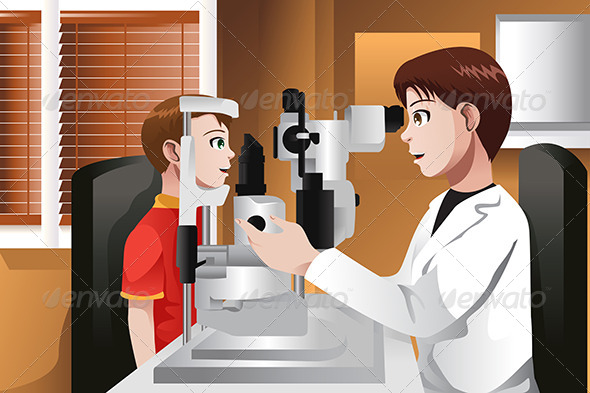 Boy Having His Eyes Checked at the Doctor Office - Health/Medicine Conceptual