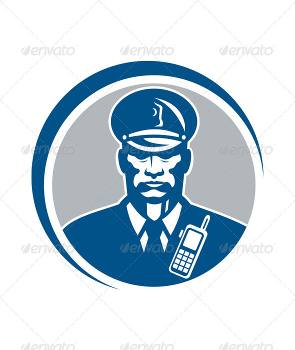Security Guard Police Officer Radio Circle - People Characters