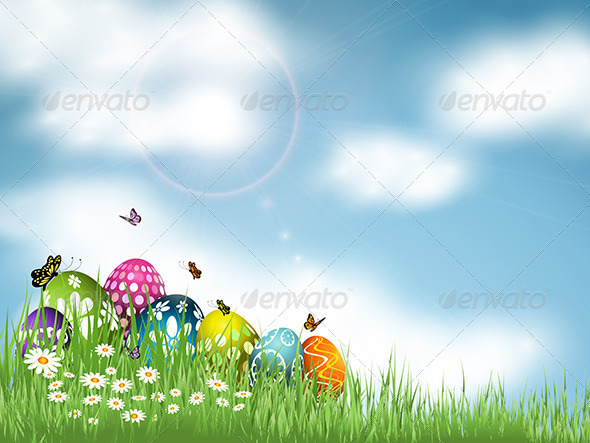 Easter Eggs in Grass - Miscellaneous Seasons/Holidays