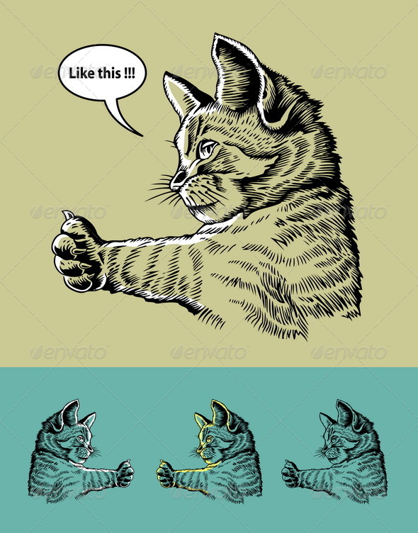 Thumbs Up Cat Illustration