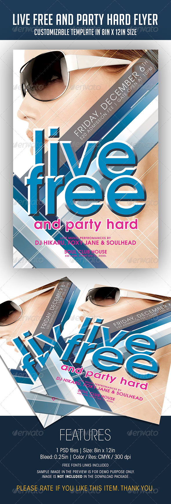 Live Free And Party Hard Flyer - Clubs & Parties Events