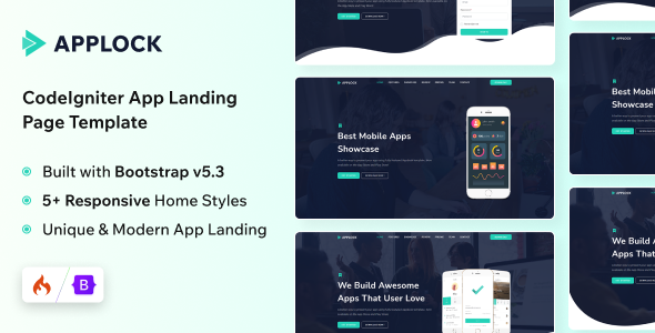 Applock - App Landing Page CodeIgniter Template