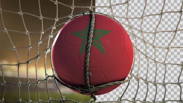 Soccer Ball Scoring Goal Night Frontal - Morocco