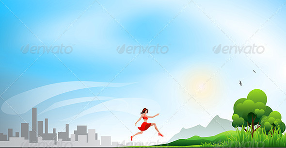 Running from a City to the Nature - Miscellaneous Vectors
