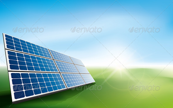 Solar Panels in a Field of Grass - Technology Conceptual