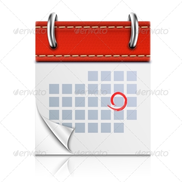 Realistic Isolated Red Calendar Icon. - Concepts Business