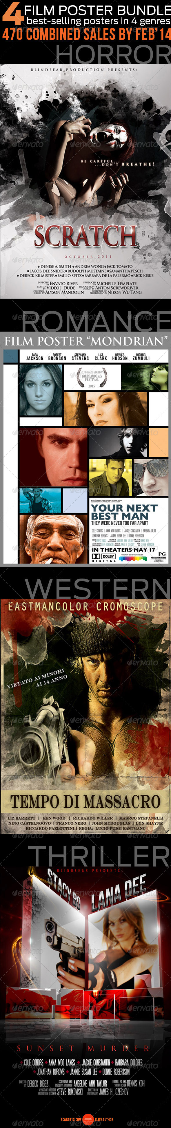 4 Film Poster Bundle - Flyers Print Templates