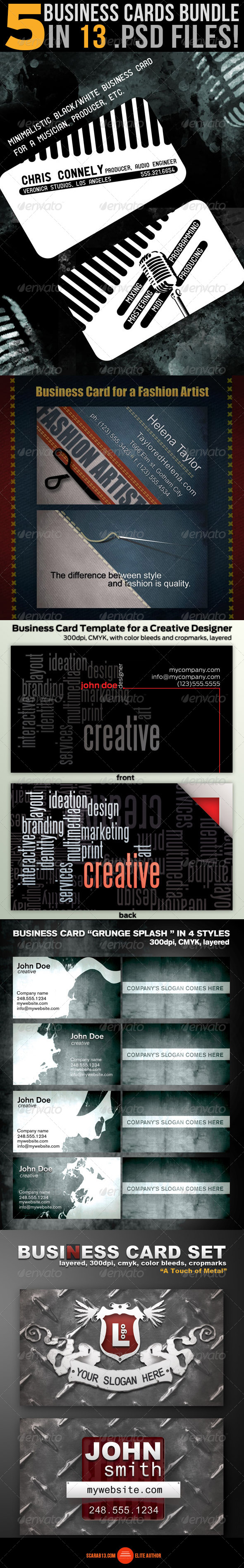 5 Business Card Design Bundle - Business Cards Print Templates