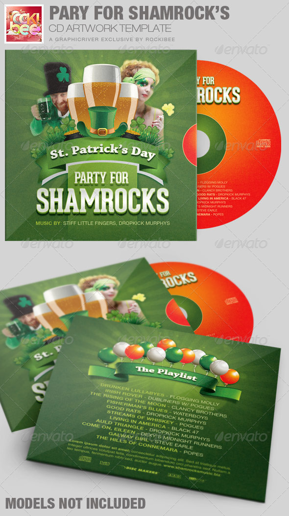 Party For Shamrocks St.Patrick's CD Artwork - CD & DVD Artwork Print Templates