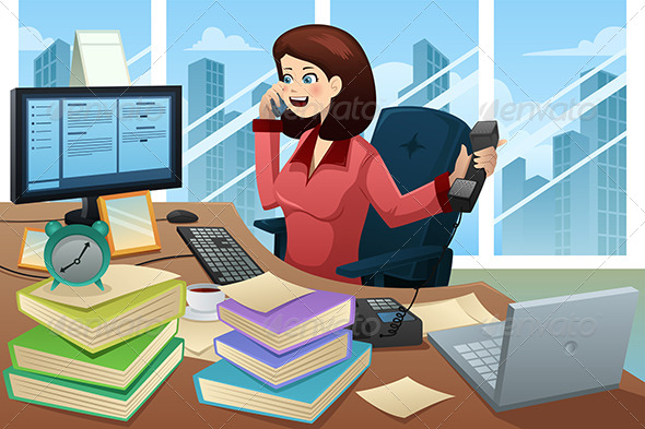 Busy Businesswoman on the Phone - Business Conceptual