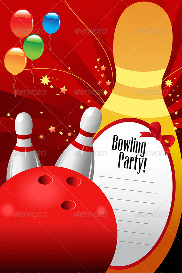 Bowling Party Invitation Template - Sports/Activity Conceptual