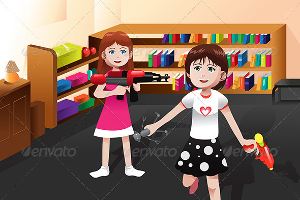 Girls Playing with Boys Toys - People Characters