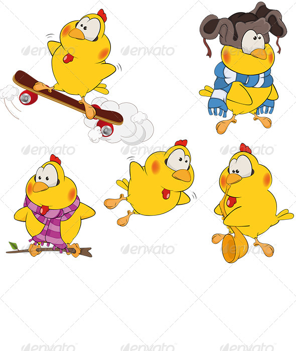 Set of Chicken Cartoons - Animals Characters