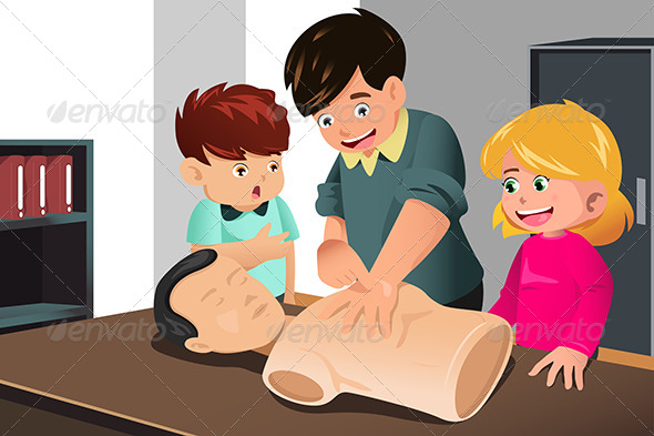 Kids Practicing CPR - Health/Medicine Conceptual