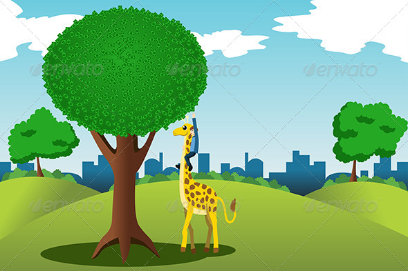 Man Reaching for Money on a Tree - Concepts Business