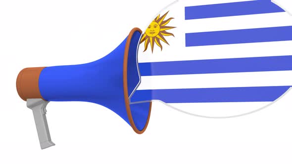 Megaphone and Flag of Uruguay on the Speech Bubble alt