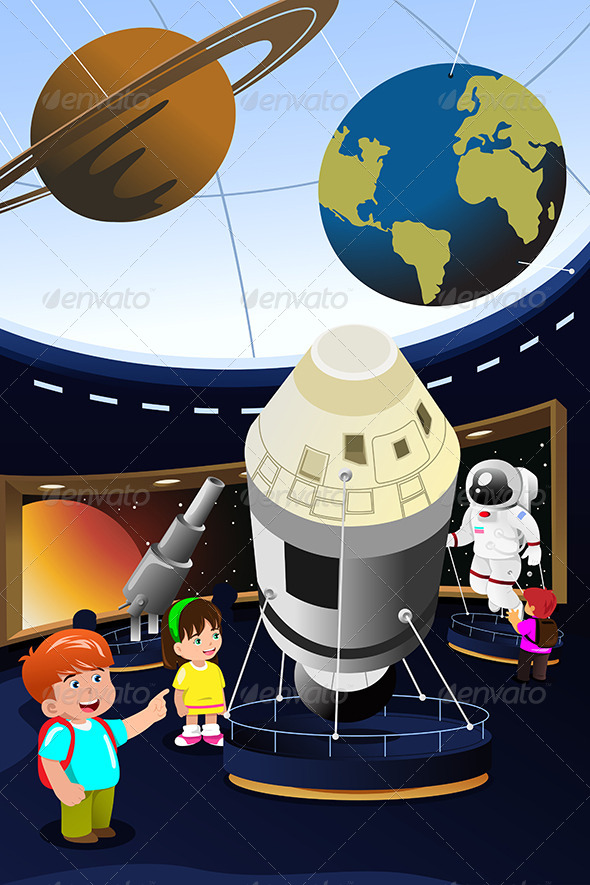 Kids on a Field Trip to a Planetarium - People Characters
