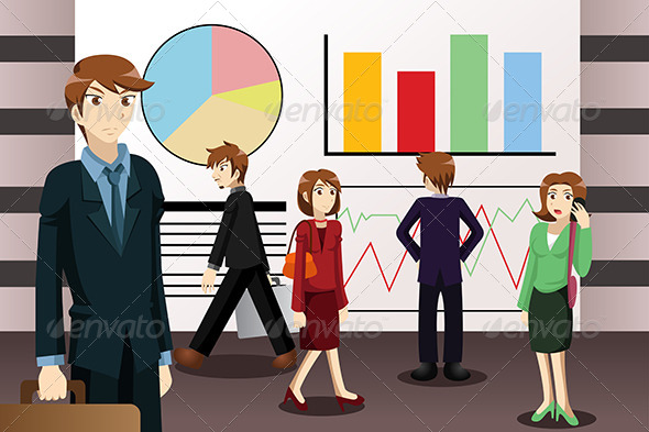 Business People Walking Among Large Screens - Concepts Business