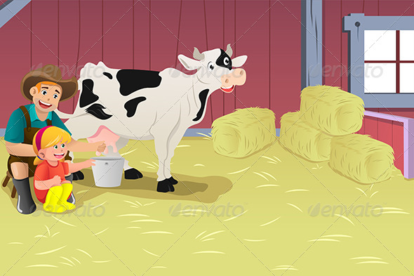 Milking a Cow - People Characters