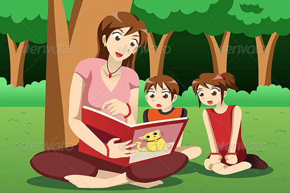 Teacher Reading Book to Kids - People Characters