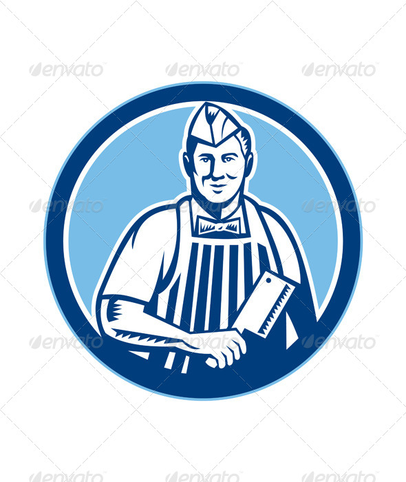 Butcher Meat Cleaver Knife Circle - People Characters