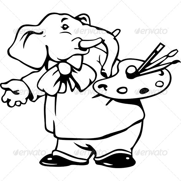 Elephant Painter - Animals Characters