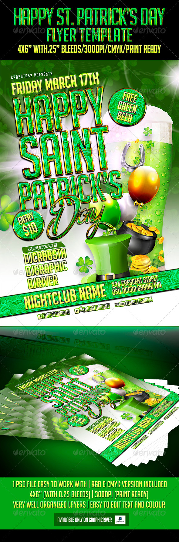 Happy St. Patrick's Day Flyer Template - Flyers Print Templates