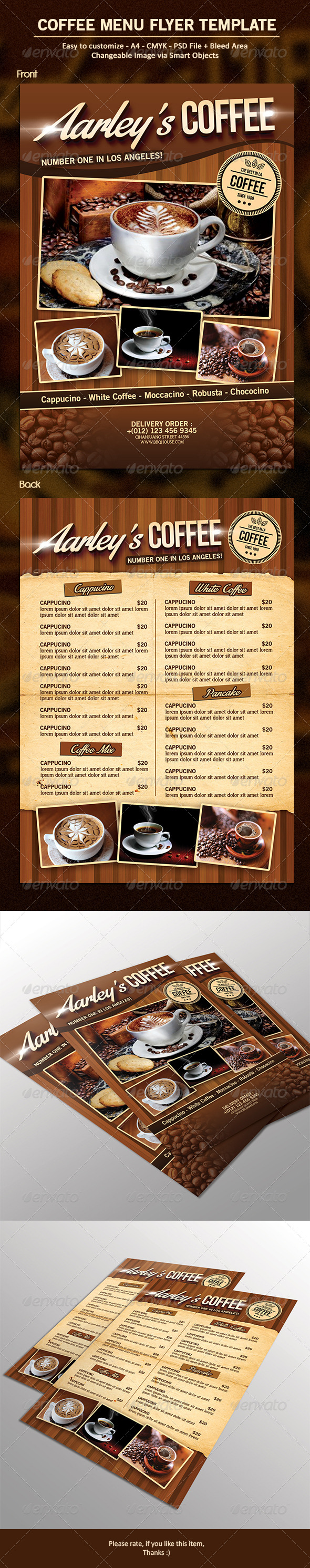 Coffee Menu Flyer - Food Menus Print Templates