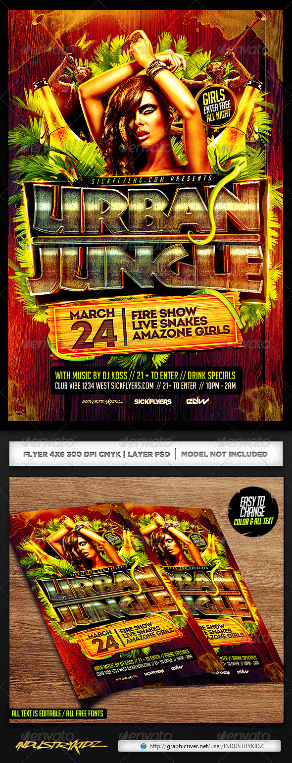 Jungle Party Flyer PSD - Clubs & Parties Events