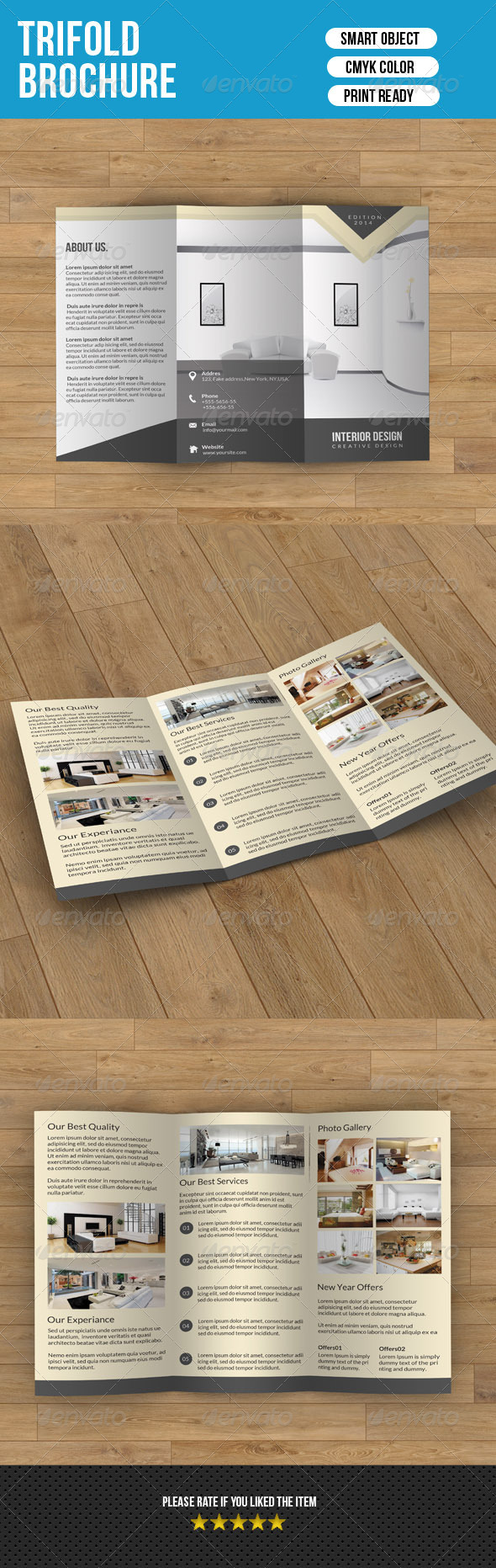 Minimal Trifold-Interior Design V2 - Corporate Brochures
