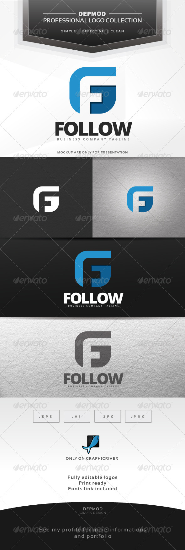 Follow Logo - Letters Logo Templates