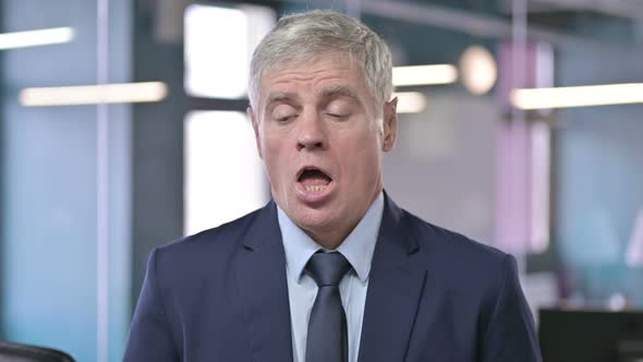 Portrait of Sick Middle Aged Businessman Having Coughing alt