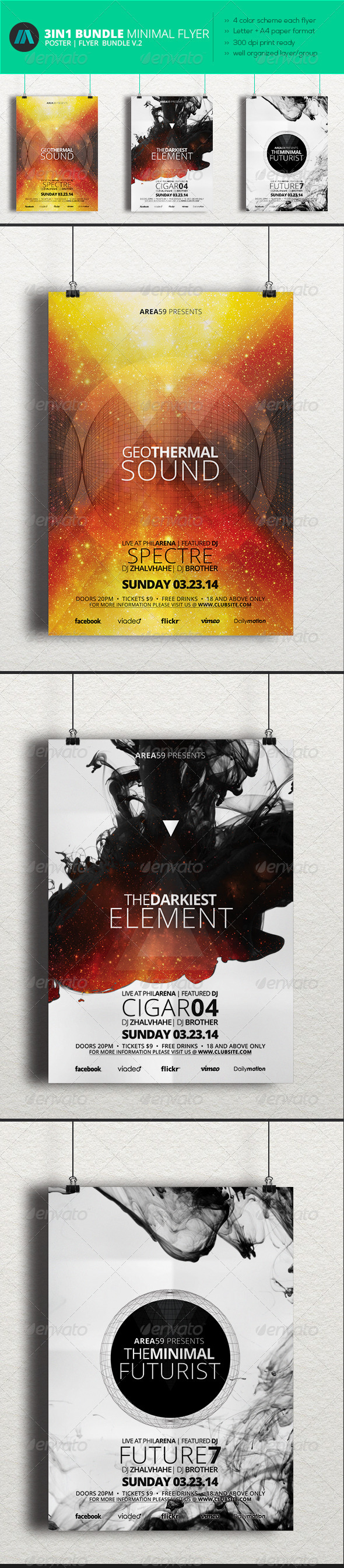 Minimal Flyer Bundle 2 - Clubs & Parties Events