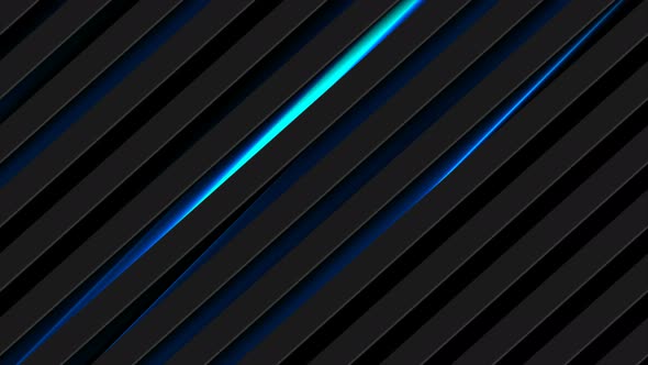 Abstract Black Stripes With Blue Neon Glowing Light