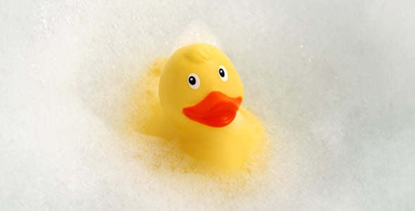 Rubber Duck In Foam Bath By Kuhlmotion, Rubber Duck Bathtub