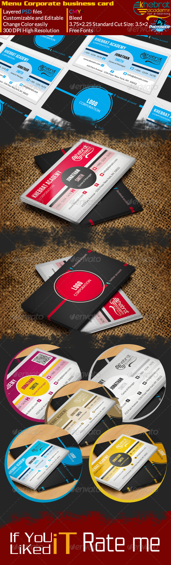 Menu Style Corporate Business Card V01 - Corporate Business Cards