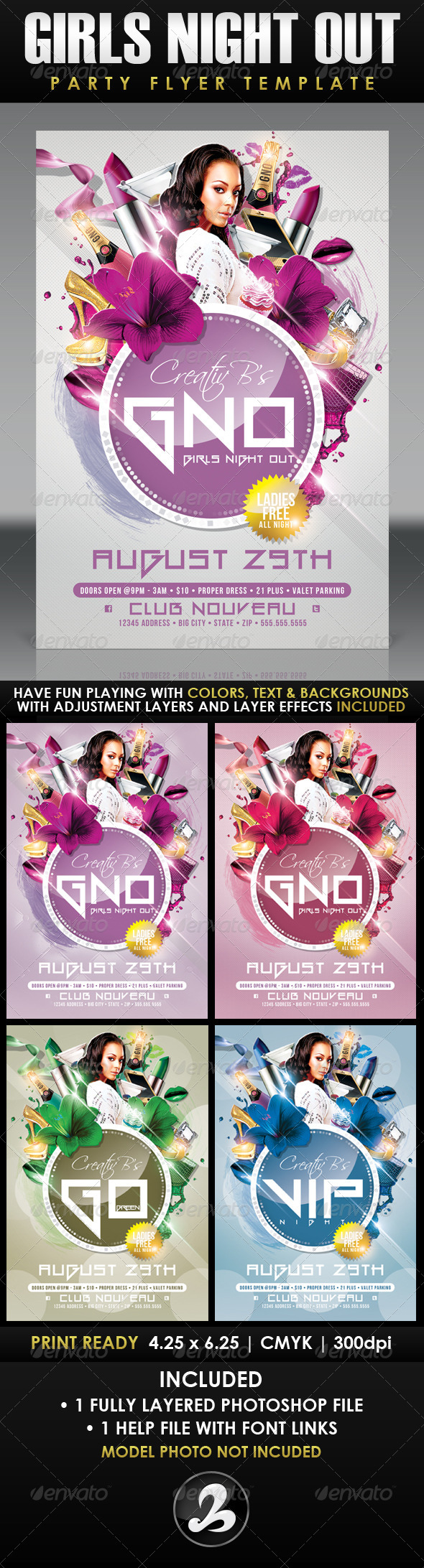GNO - Girls Night Out Party Flyer Template - Clubs & Parties Events