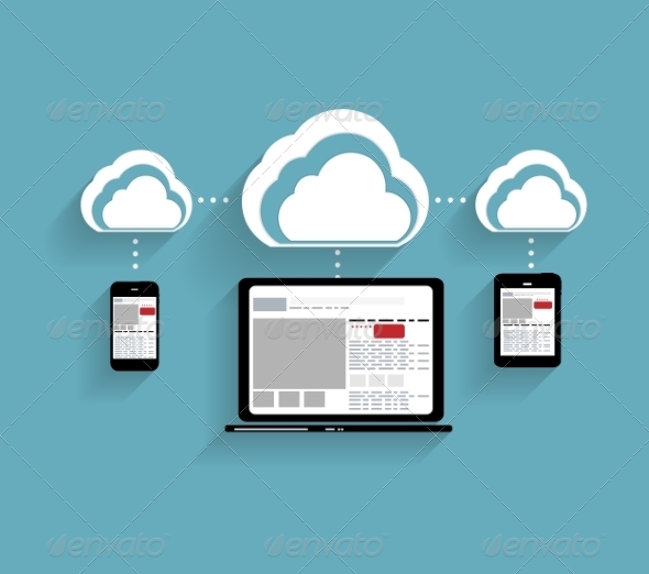 Cloud Concept on Different Electronic Devices - Computers Technology