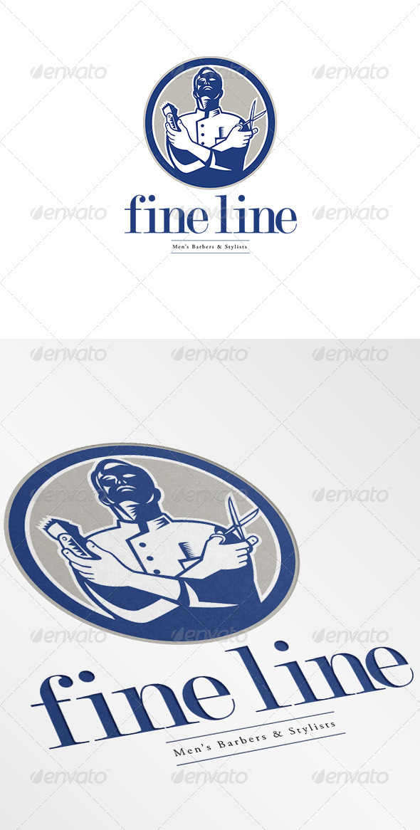 Fineline Men's Barbers and Stylists Logo - Humans Logo Templates