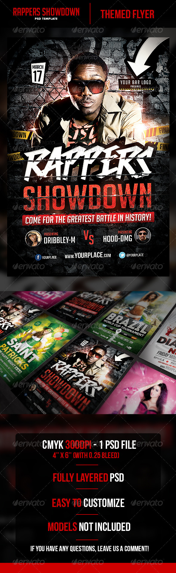 Rappers Showdown Flyer Template - Flyers Print Templates